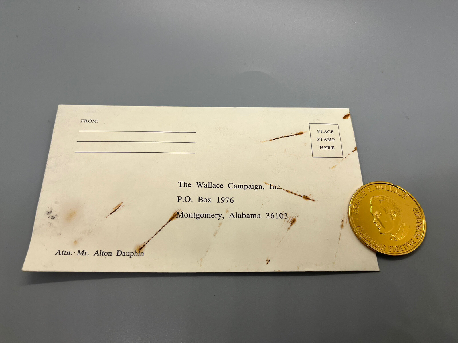 George Wallace for president campaign 1976 token and envelope historic cool!
