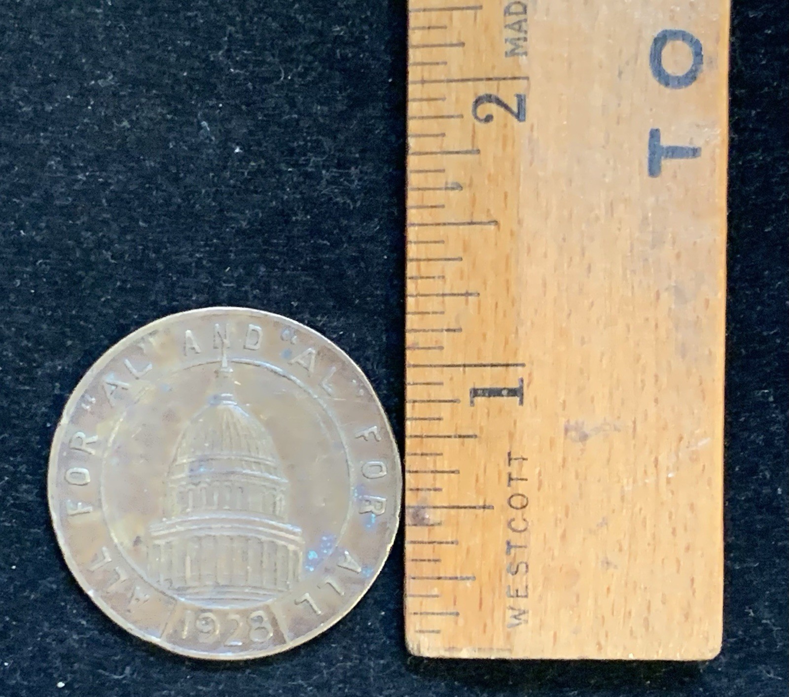1928 Alfred E. Smith For President Brass Coin Token “All For Al” “Al For All”