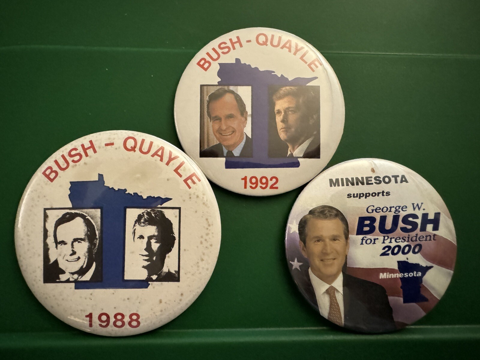Minnesota for George Bush Political Button Group- 1988, 1992 & 2000