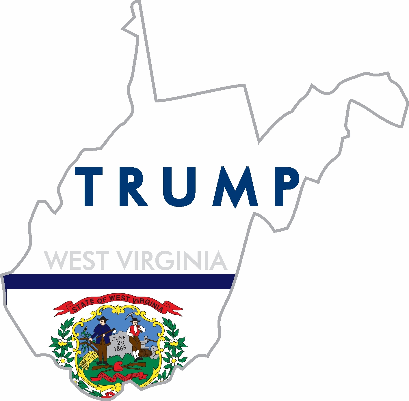 (2) TRUMP STICKERS WEST VIRGINIA STATE POLITICAL BUMPER WINDOW DECAL
