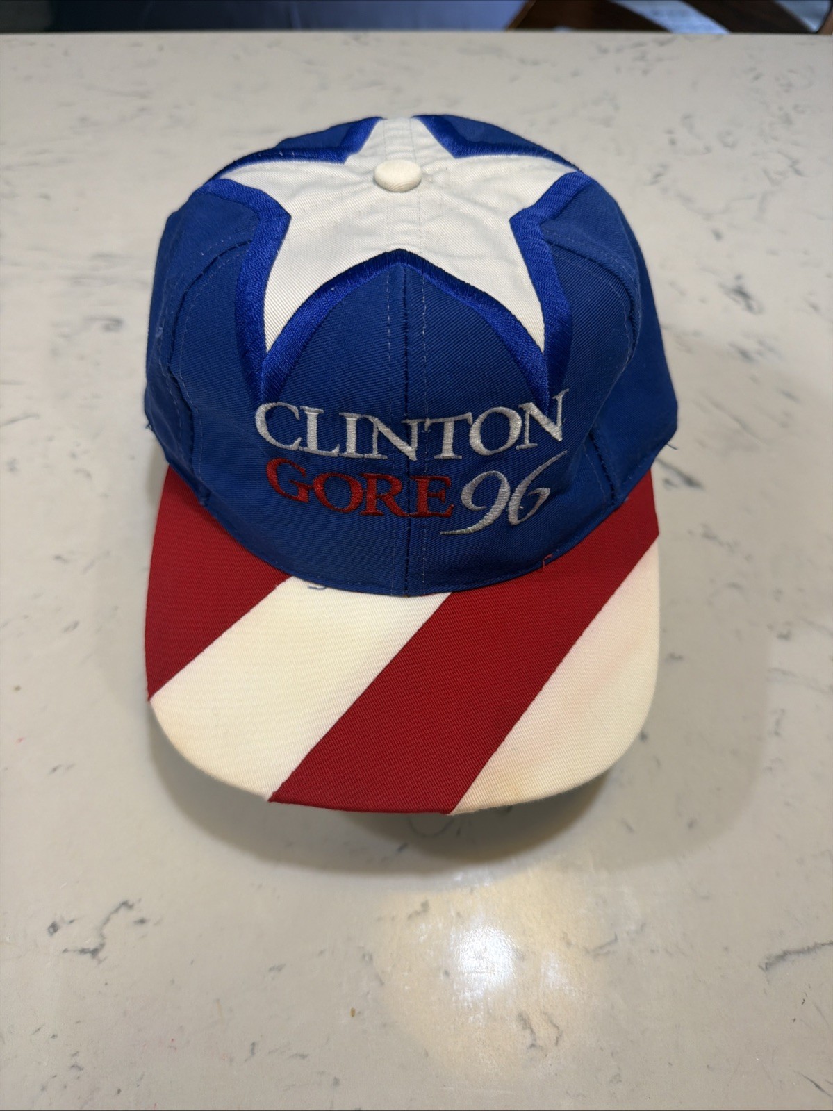 VINTAGE Clinton Gore 1996 Campaign Election Hat -Red White Blue Star 90’s USA