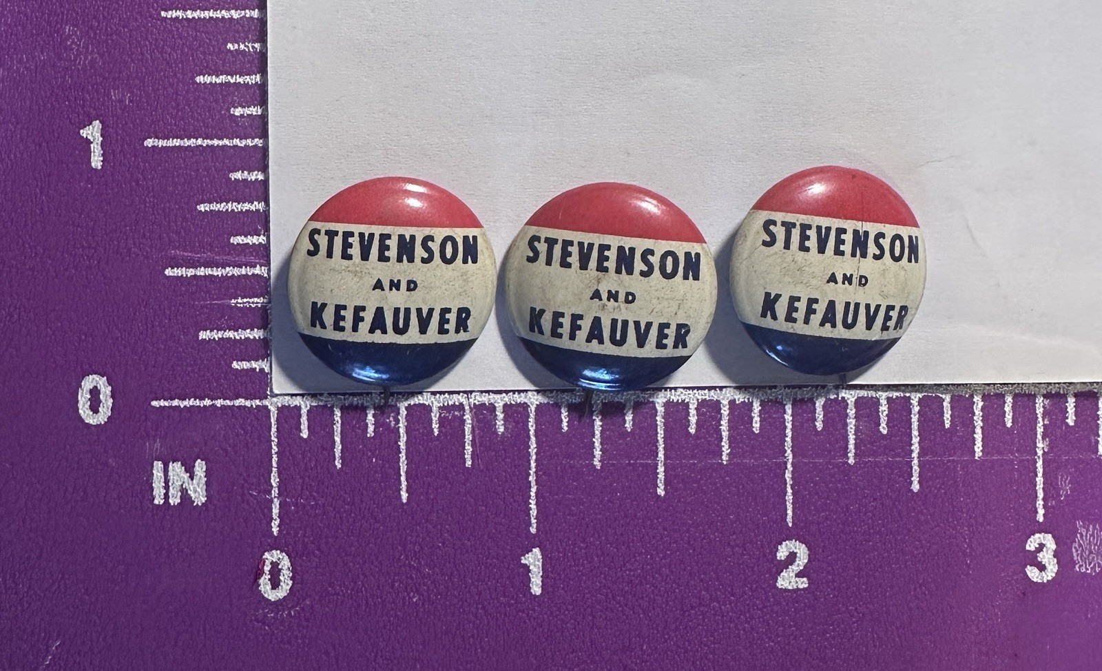 LOT 3 – 1956 Stevenson Kefauver Presidential political Campaign Button/Pins