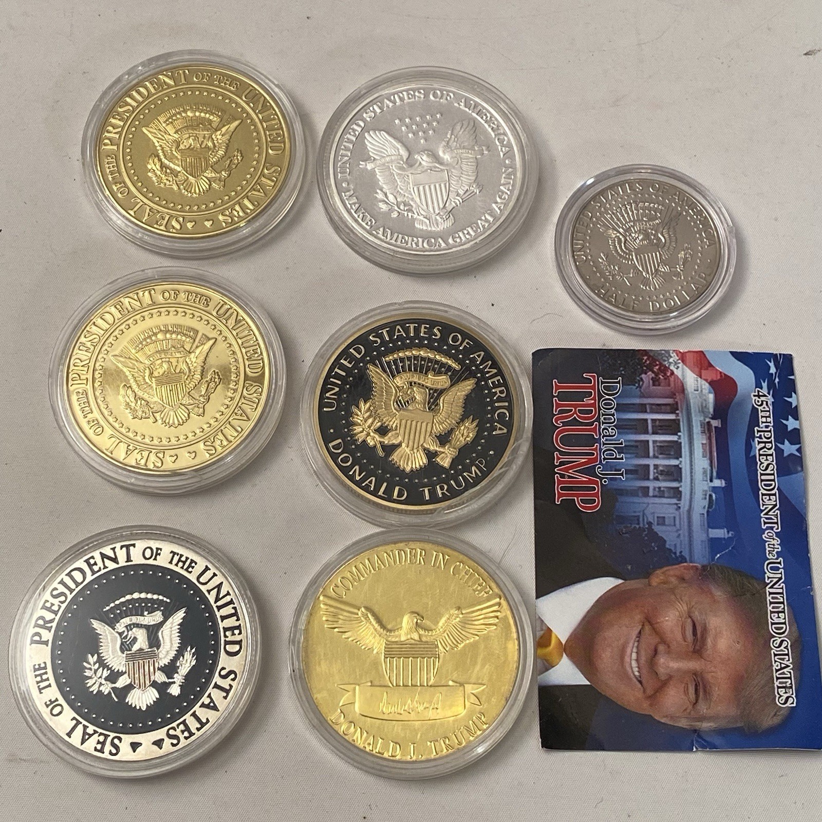 Donald Trump lot of 7 challenge coin commemorative Presidential seal Metal MAGA