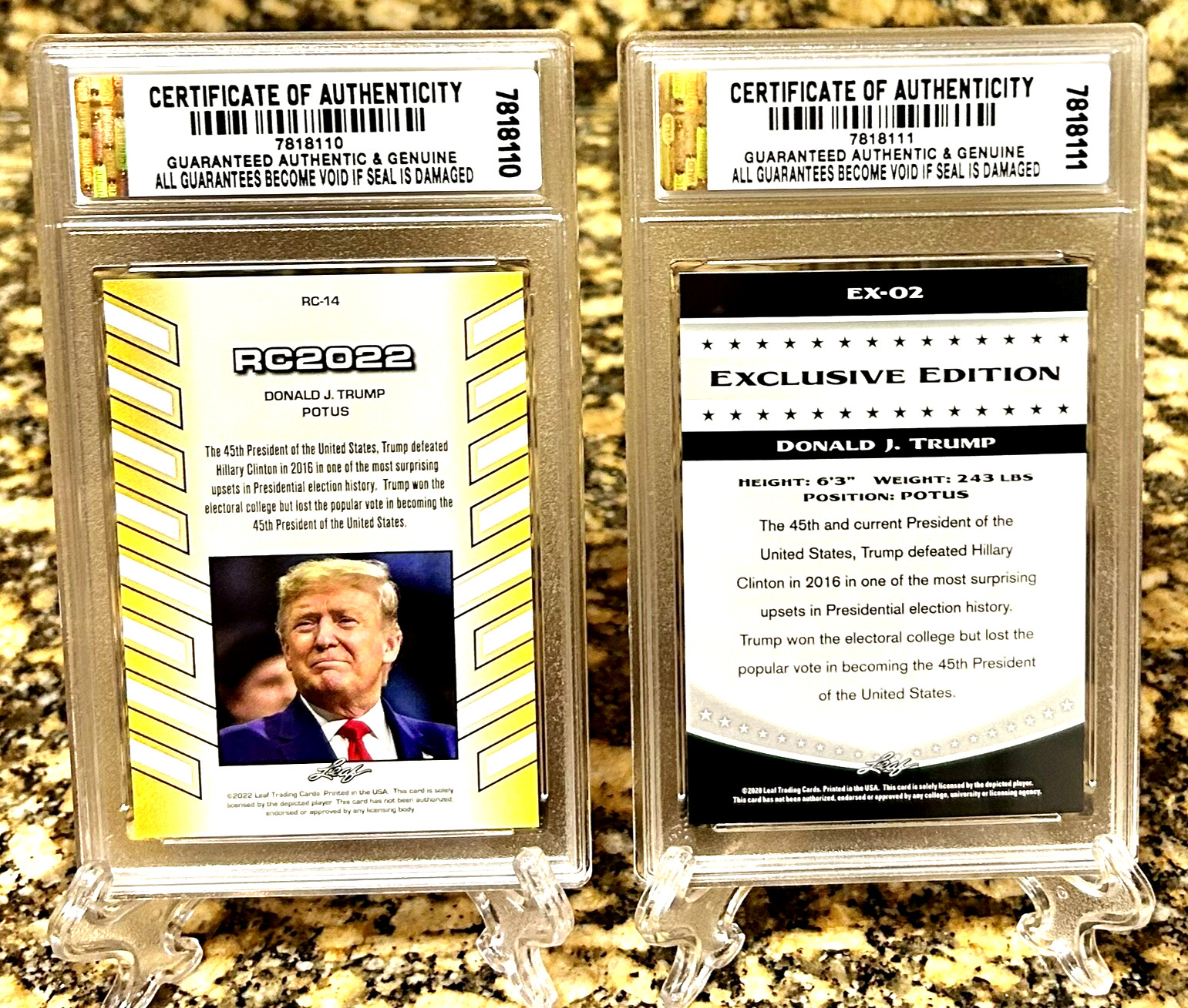 Graded Gem-Mt 10 DONALD TRUMP 2020/22 Leaf Exclusive Edition POTUS Rookie Lot