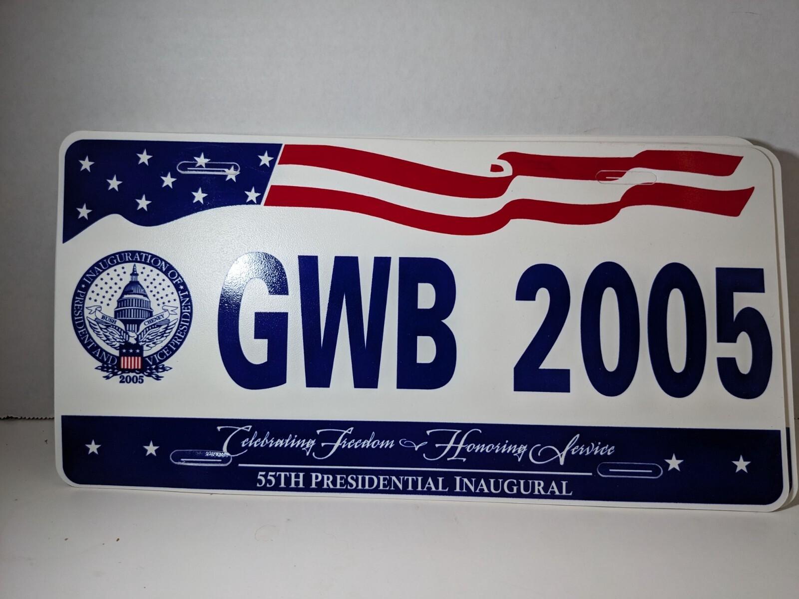 New Old Stock GWB 2005 Political Heavy Plastic License Plate NOS
