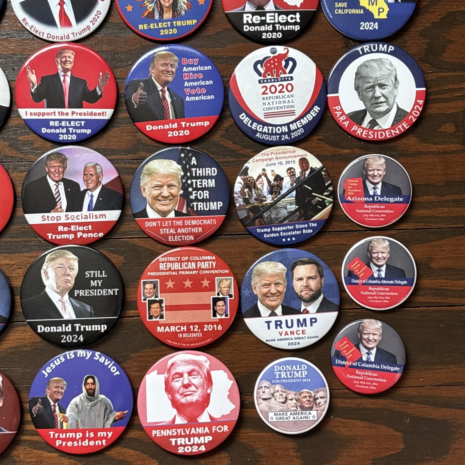 50 Different Donald Trump Buttons Gift Set Dealer Lot 2016 2017 2020 2024 2025