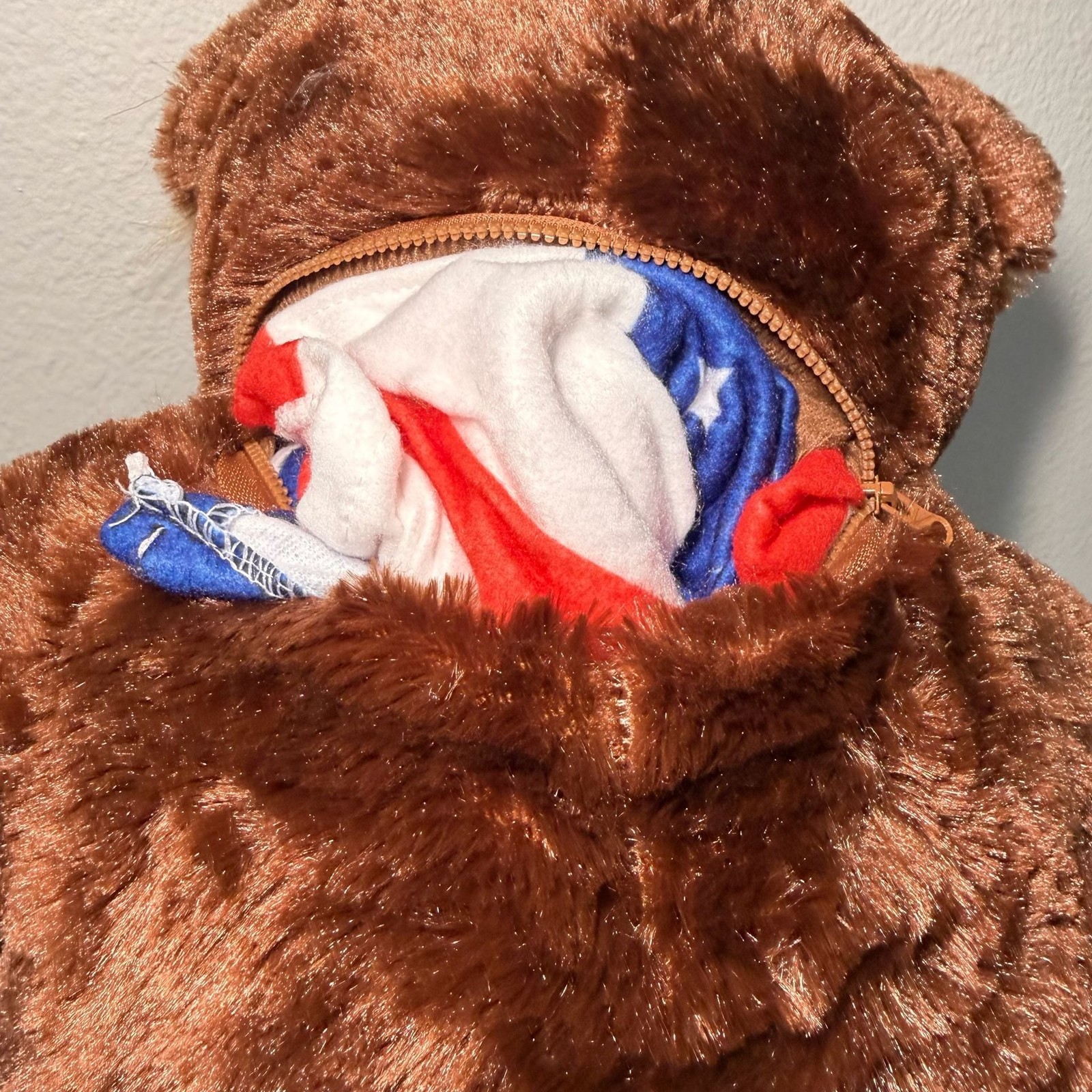 Trumpy Bear Deluxe Plush Teddy Bear with Hidden American Flag Blanket