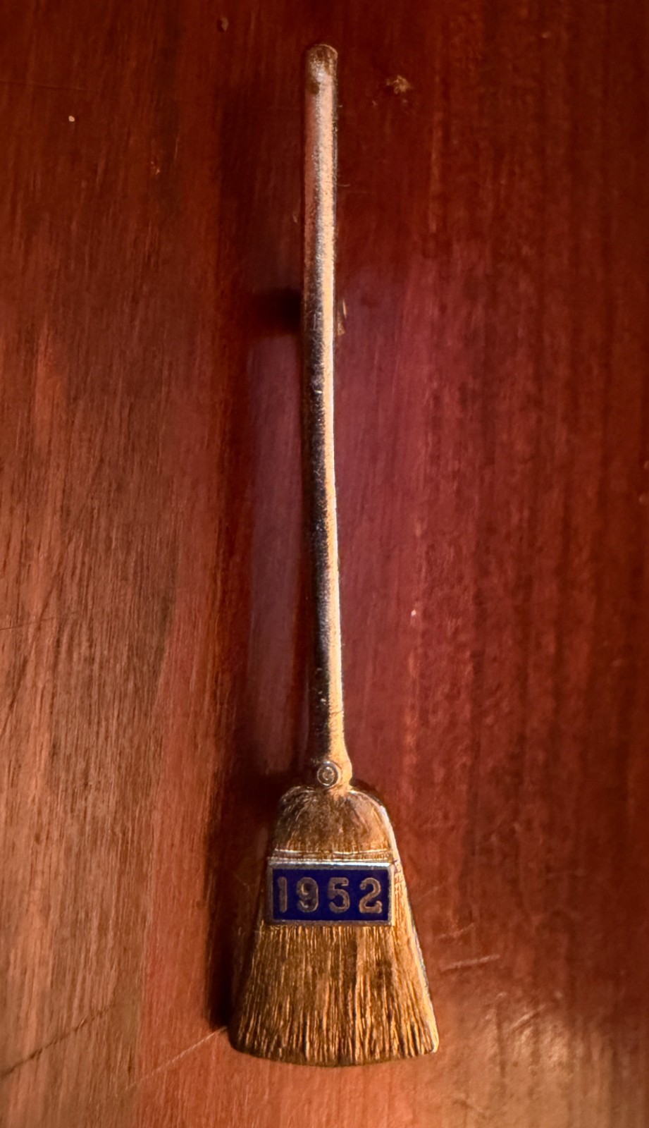1952 Political Campaign Broom Pin – “Clean House” Gold-Tone Enamel Lapel Pin – 1