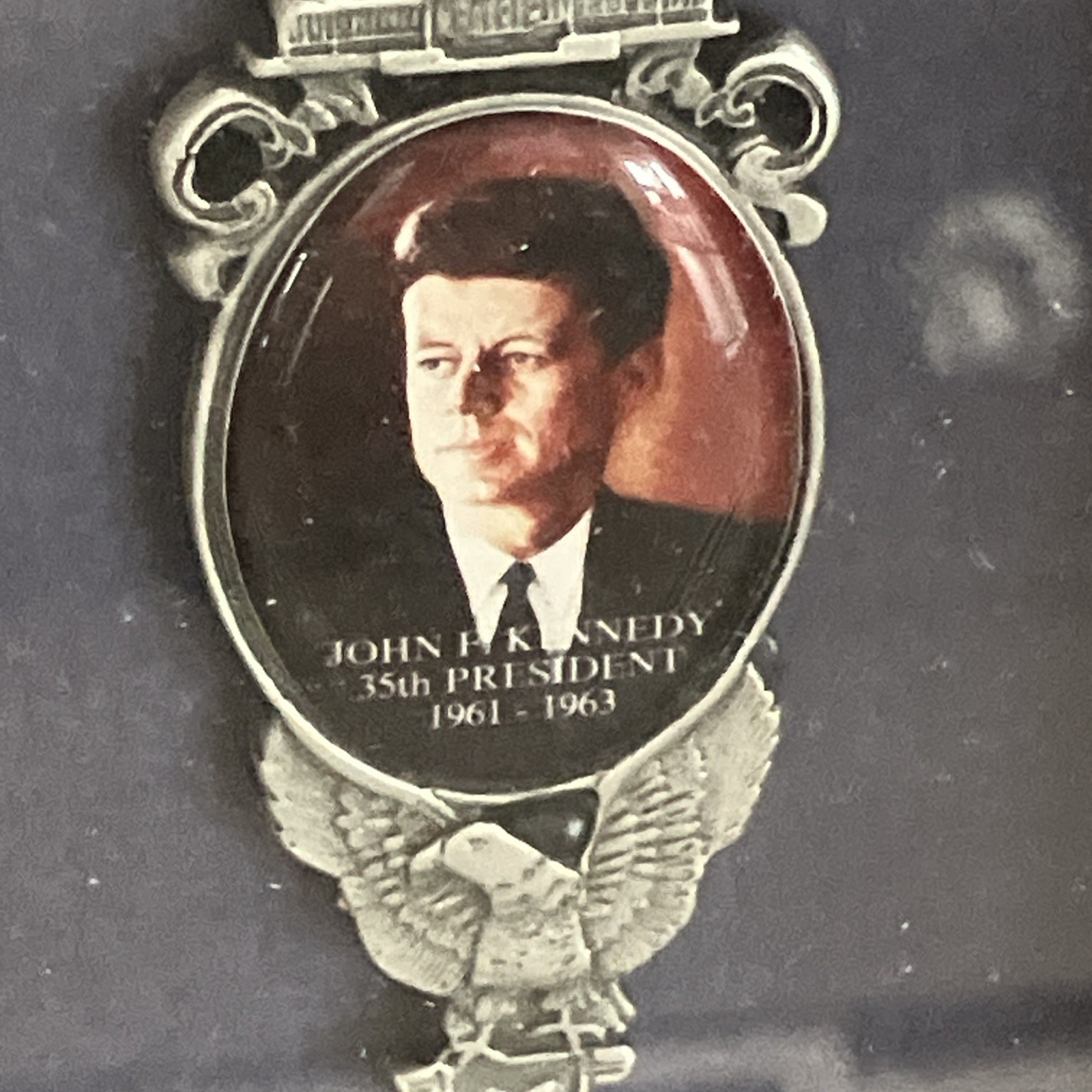 Presidential Ronald Regan And John F Kennedy Silver plated Spoon Set In Frame