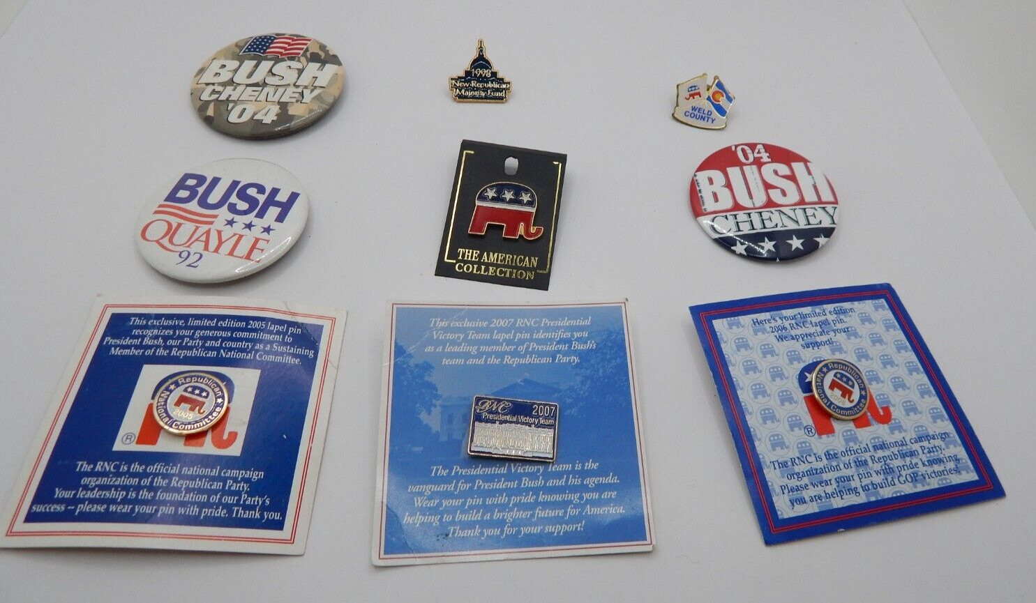 9x Vtg 1992 2004 Bush Quayle Cheney Presidential Pinback Button Republican