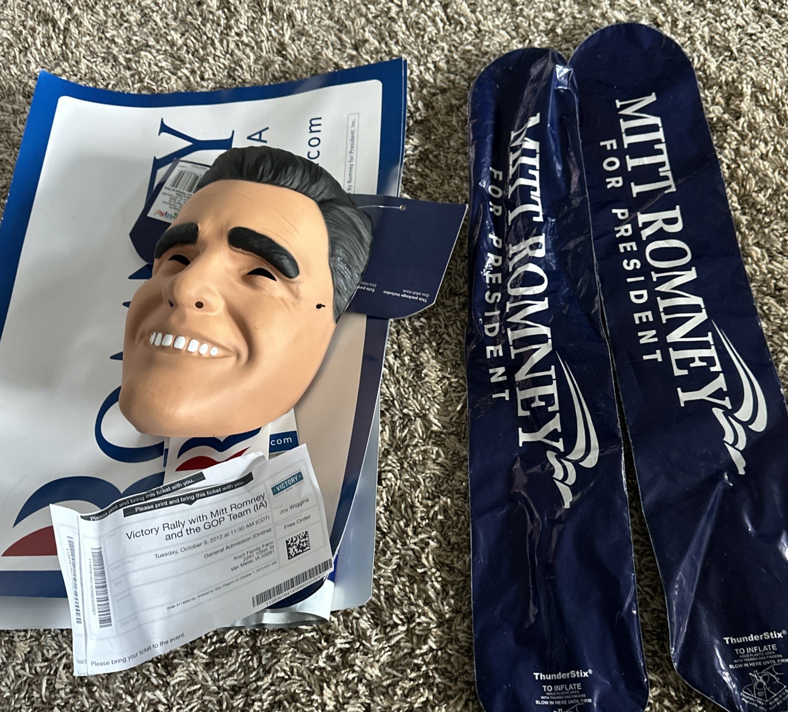 MITT ROMNEY MASK AND CAMPAIGN MAGNETS POSTERS STICKERS