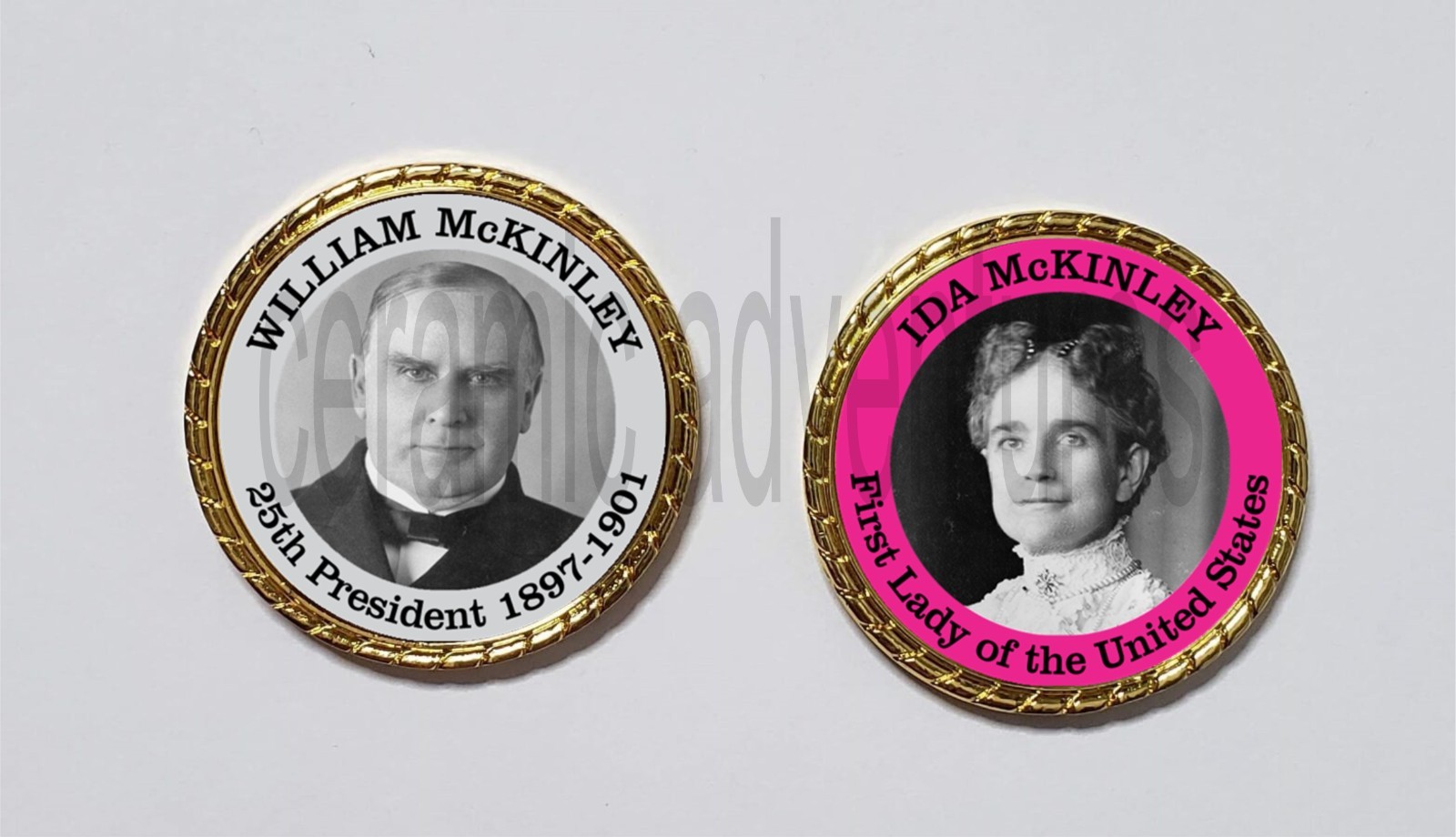 25th President William McKinley & First Lady Ida McKinley Novelty Coin