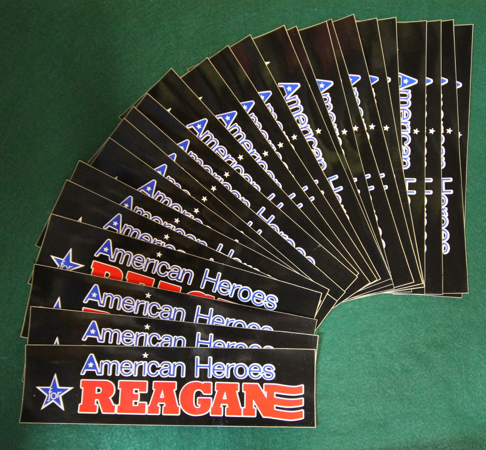 Lot of 25 American Heroes Reagan ’84 CAMPAIGN BUMPER STICKERS – Black