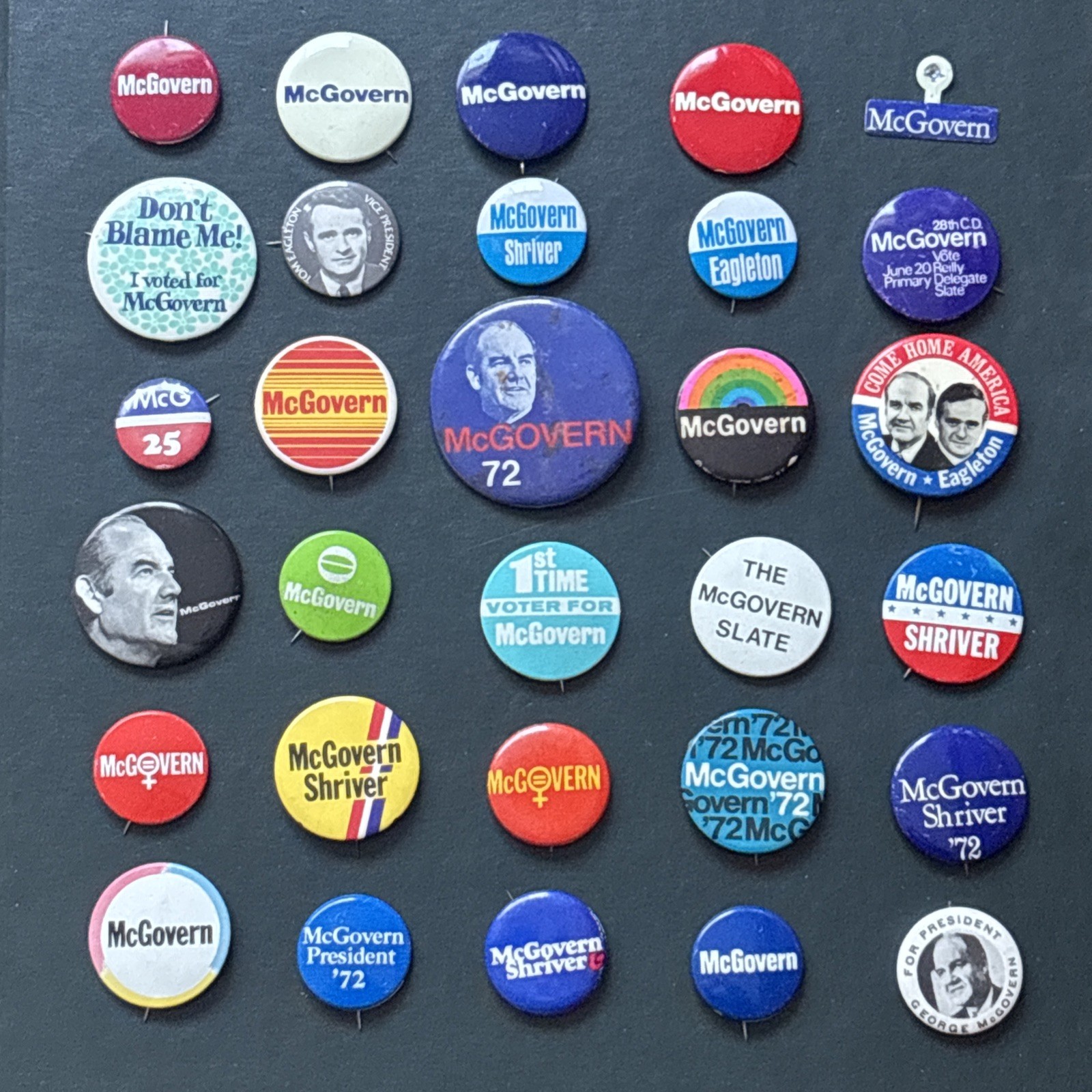 1972 George McGovern for President 30 Different Buttons Classic Campaign Pins