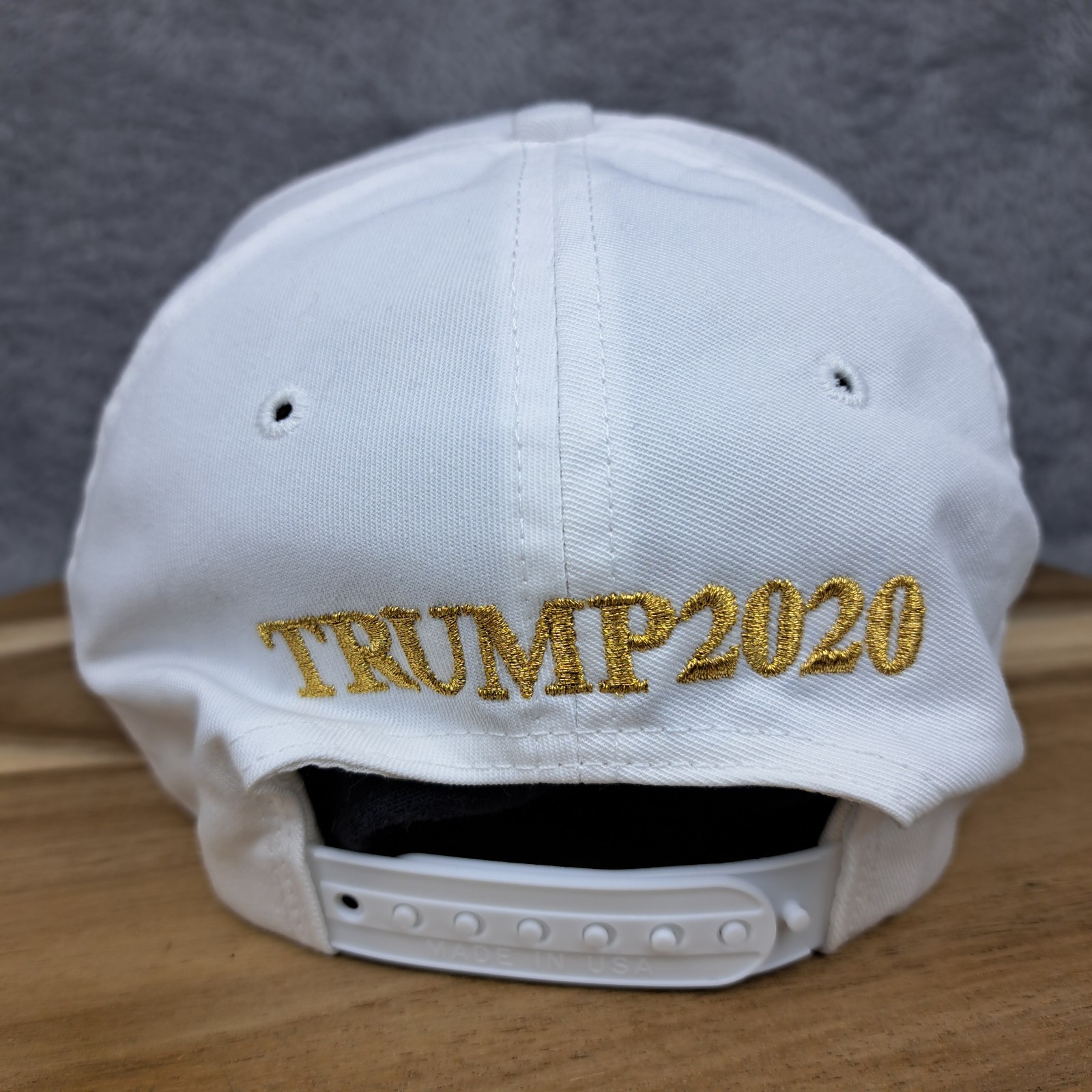 AUTHENTIC Trump Hat Cap White Gold Cali Fame MAGA Keep America Great Made In USA