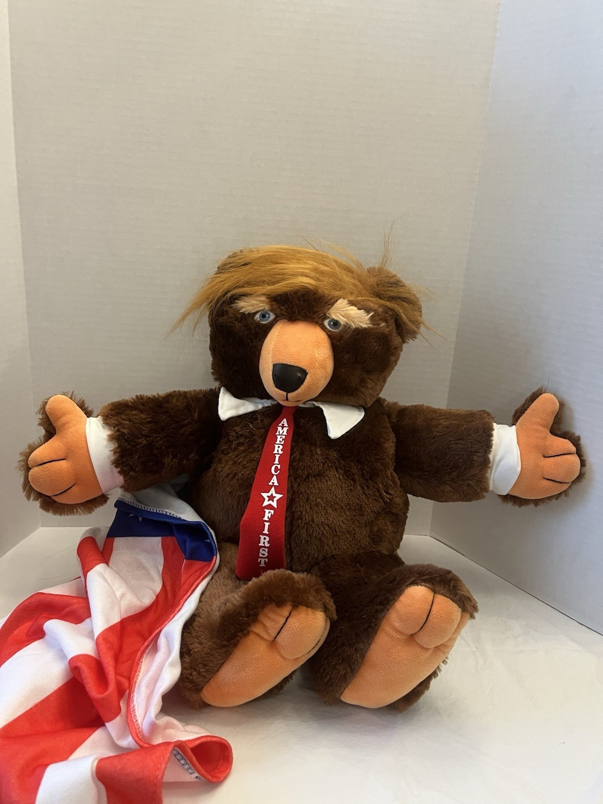 Trumpy Bear Deluxe 22” Donald Trump Teddy Bear Plush American Flag Cape Patriot