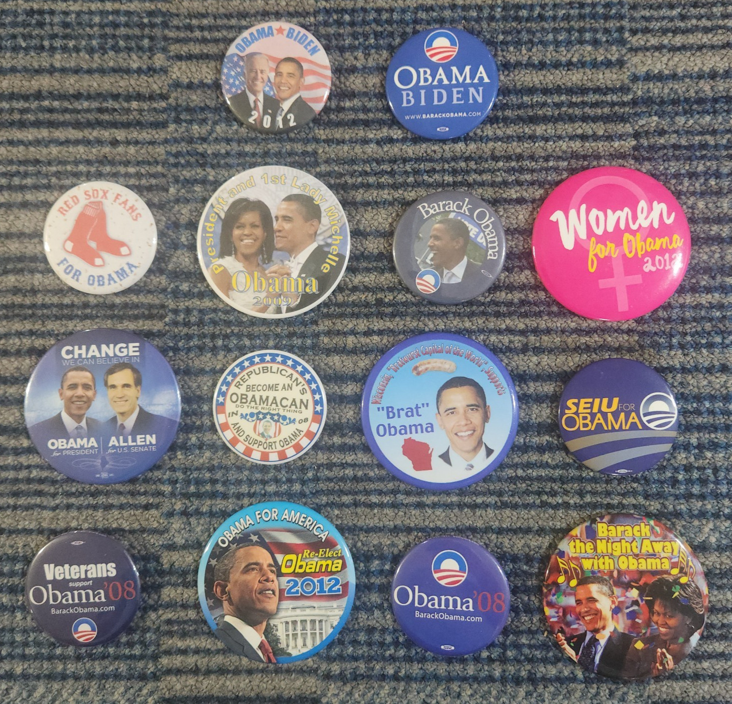 Lot 14 President Barack Obama Biden Campaign Pinback Button Pins Women For Obama