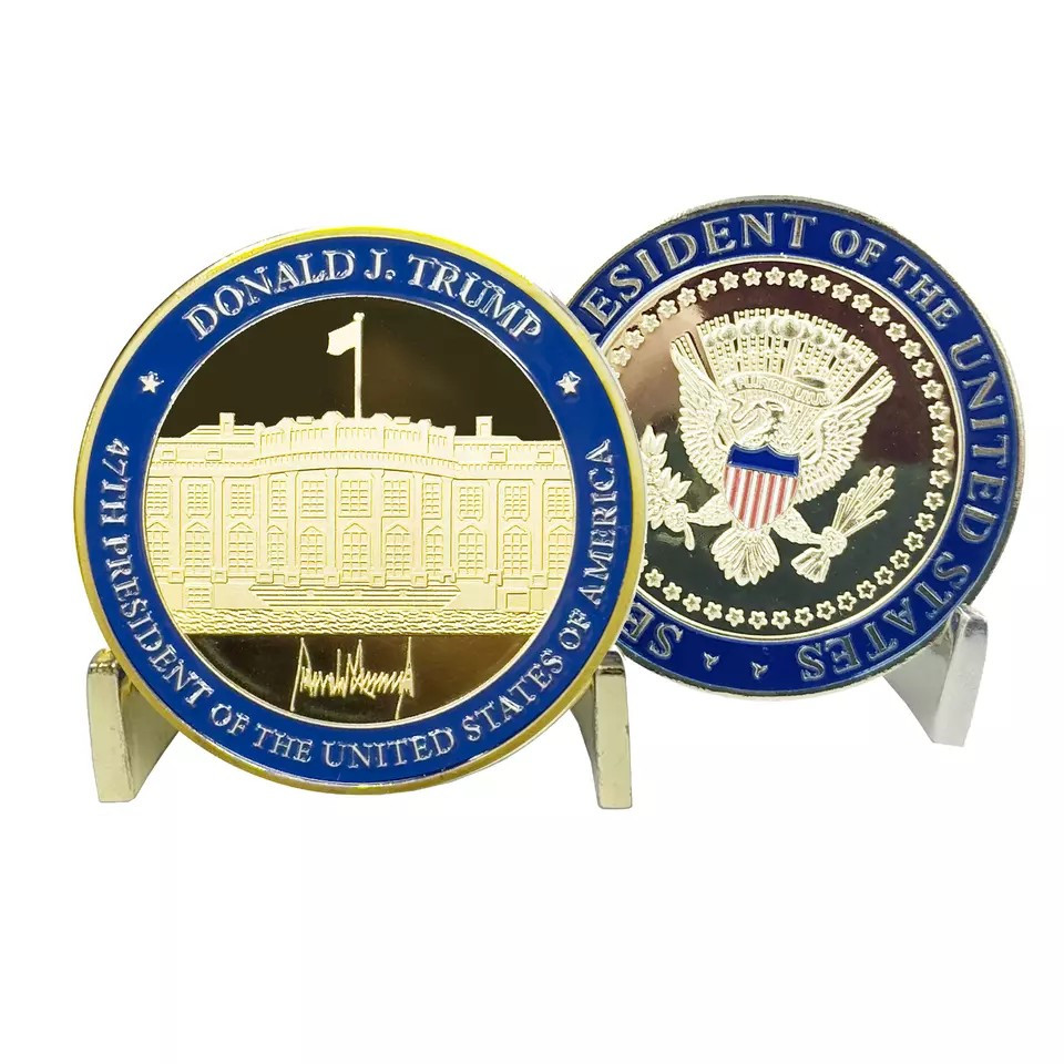 D. Trump 47th Presidential Inauguration Challenge Coin with Clear Display Easel
