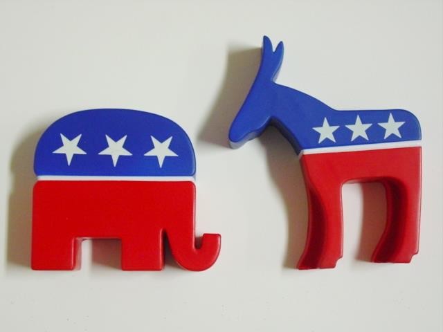 (2) Republican Elephant & Democratic Donkey Rubber Stress Ball Figures NM