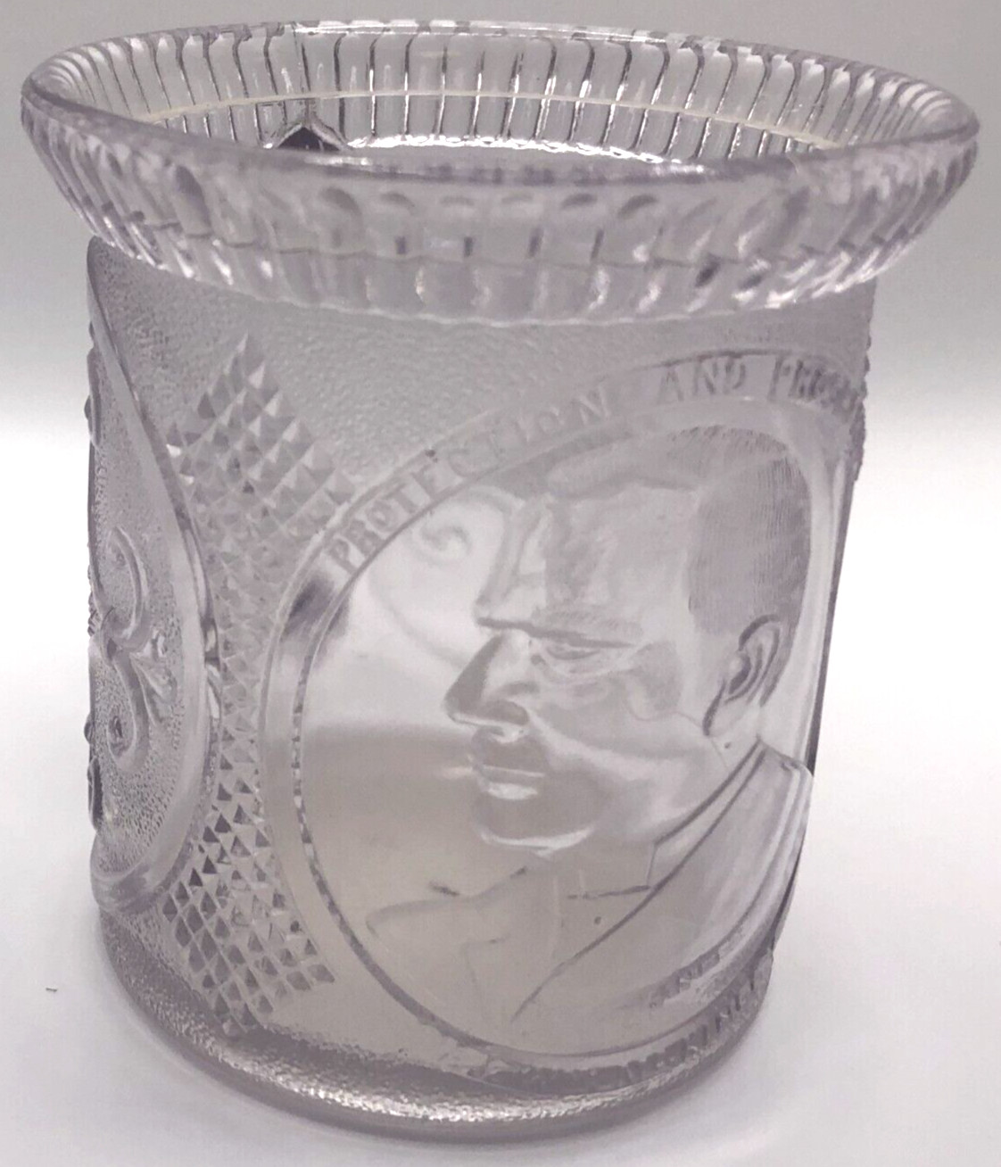 1896 EAPG William McKinley Vintage Pattern Glass Campaign Mug McKee & Bros.