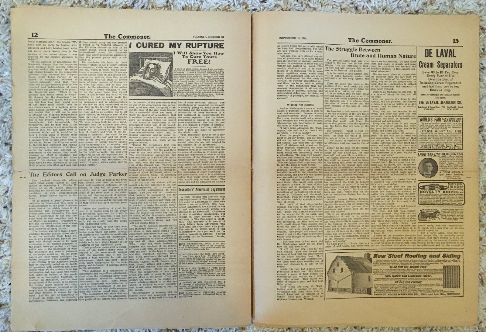 WILLIAM J BRYAN 1904 ANTI-TEDDY ROOSEVELT CAMPAIGN PUBLICATION “THE COMMONER”