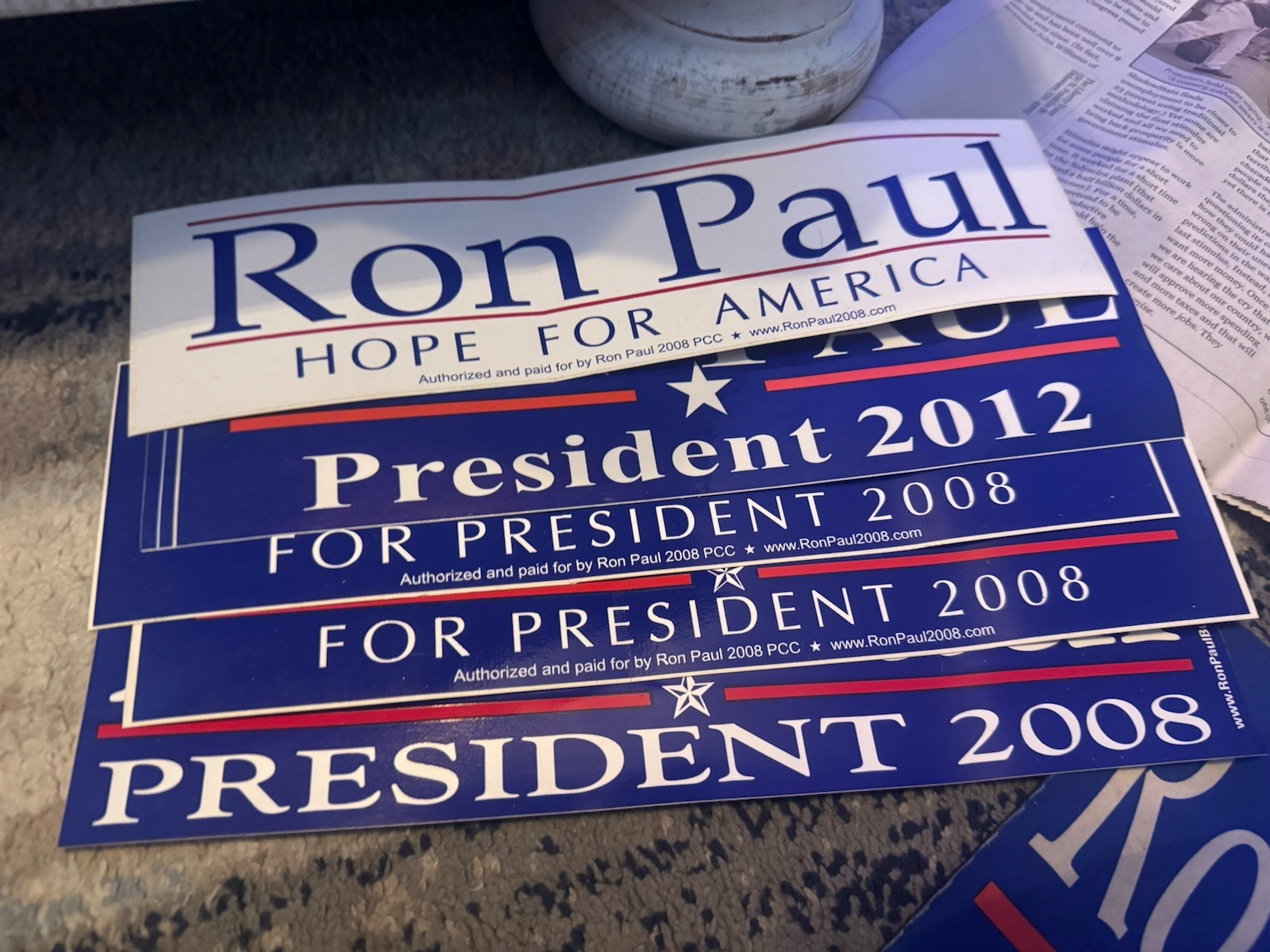 Ron Paul 2008 & 2012 Hope For America Original Presidential Campaign Memorabilia