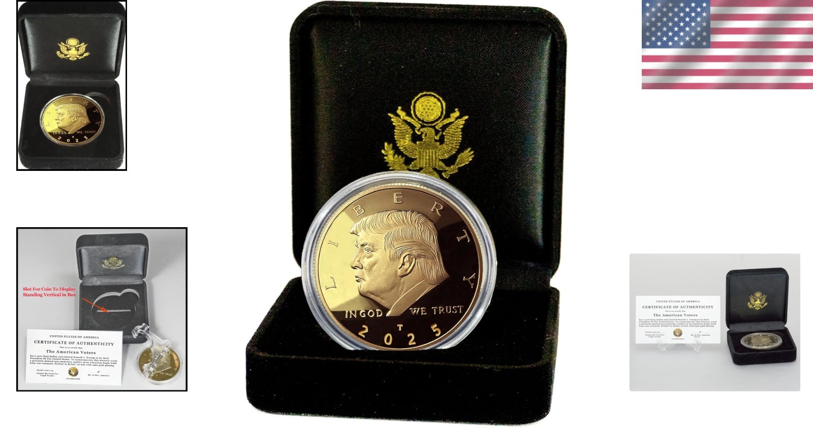 Limited Edition 2025 Donald Trump Gold Plated Challenge Coin//