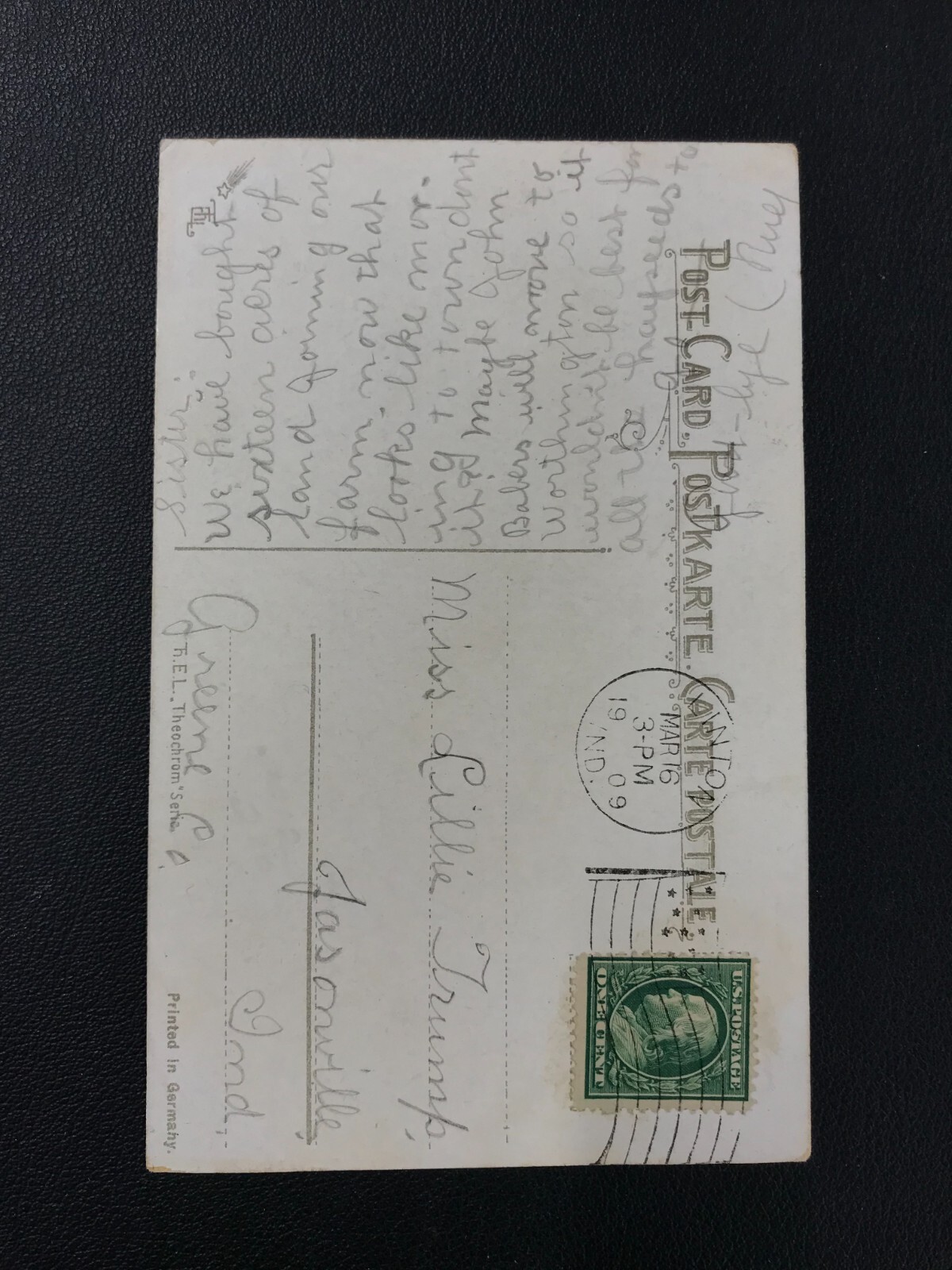 VTG 1909 President William H Taft “Glory and Prosperity” Political 5.5″ Postcard