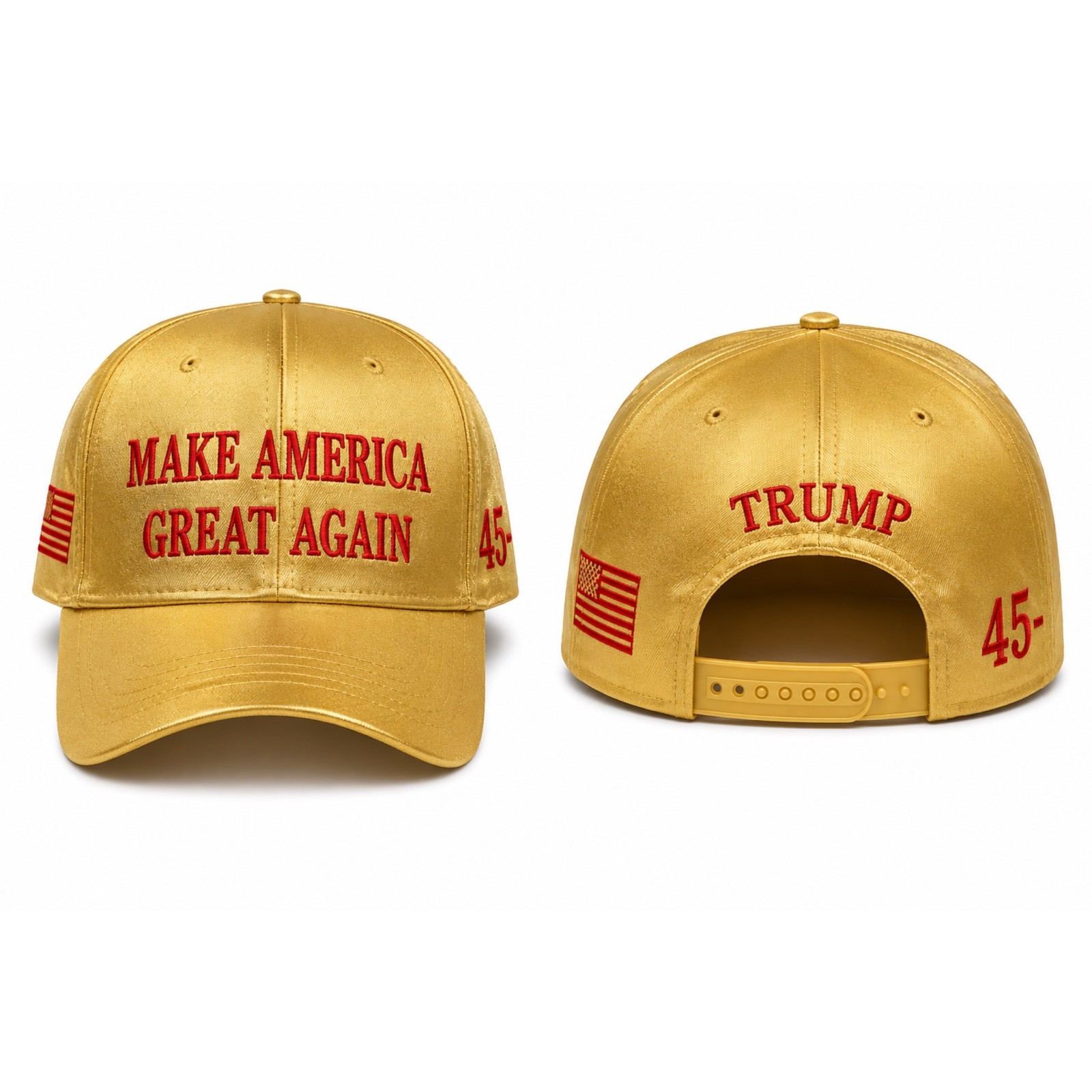 Trump 45 Gold Baseball Cap Make America Great Again Embroidered Adjustable Hat