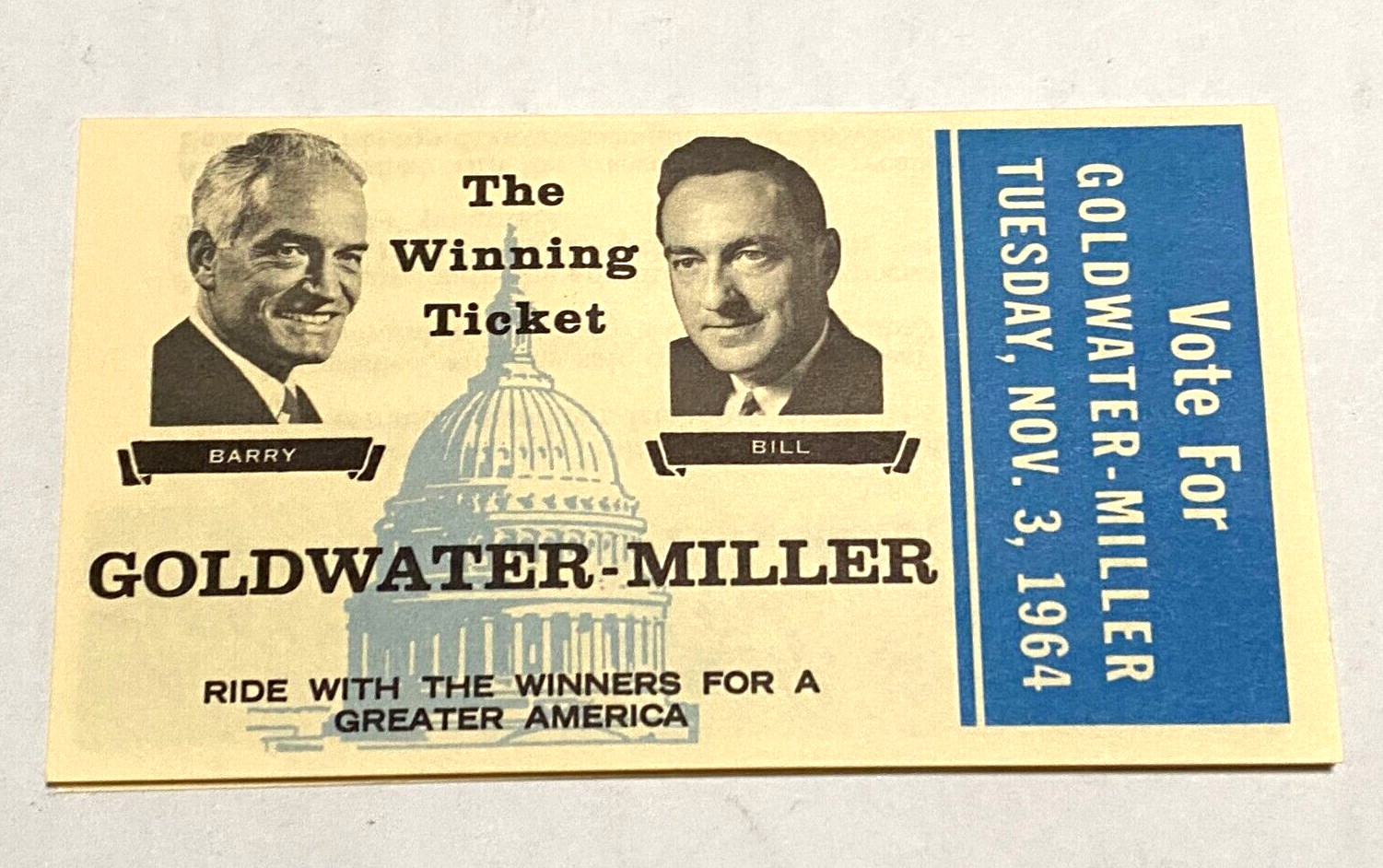 1964 Presidential Election Goldwater – Miller Flier from California with Reagan