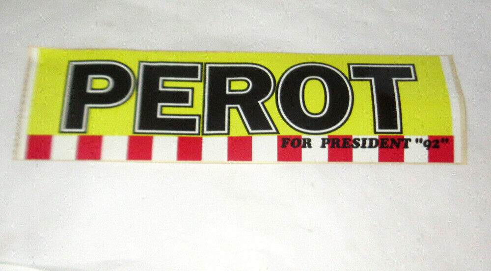 Perot for President 1992 bumper sticker red white yellow black