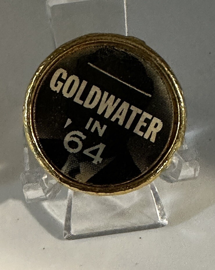 Vintage “GOLDWATER IN ’64” Flasher Campaign Pin *Gold Color Metallic*