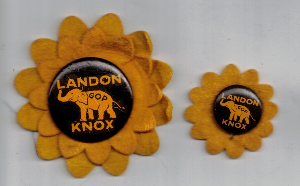 PAIR of 1936 Alfred Landon for President KANSA SUNFLOWER Campaign Pins
