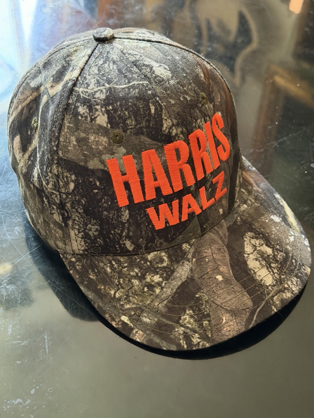 Unionwear HARRIS WALZ 2024 Camo Cotton Baseball Cap Embroidered Flag Strap