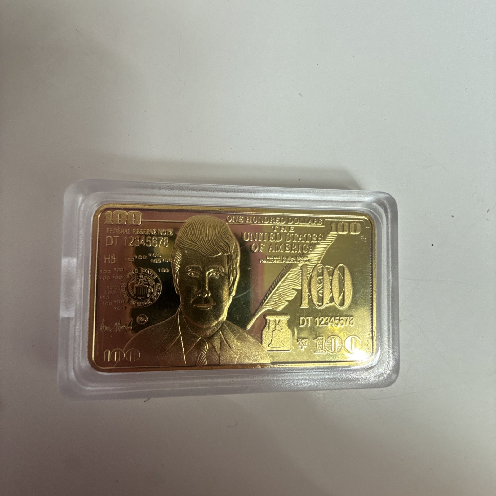 Donald Trump 24K Gold Foil Bullion $100 Dollar Art Bar US President Collectible