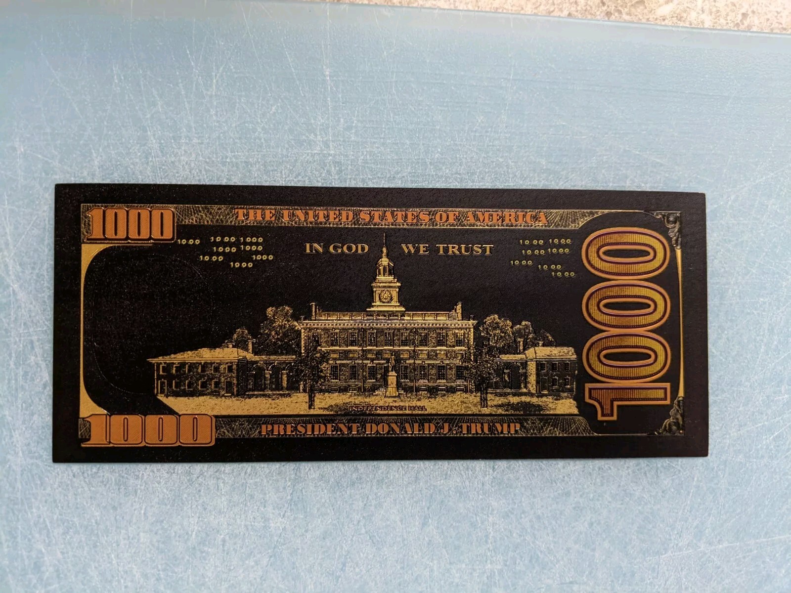 Black Gold Foil Banknote President Donald Trump $1000 Dollar Bill