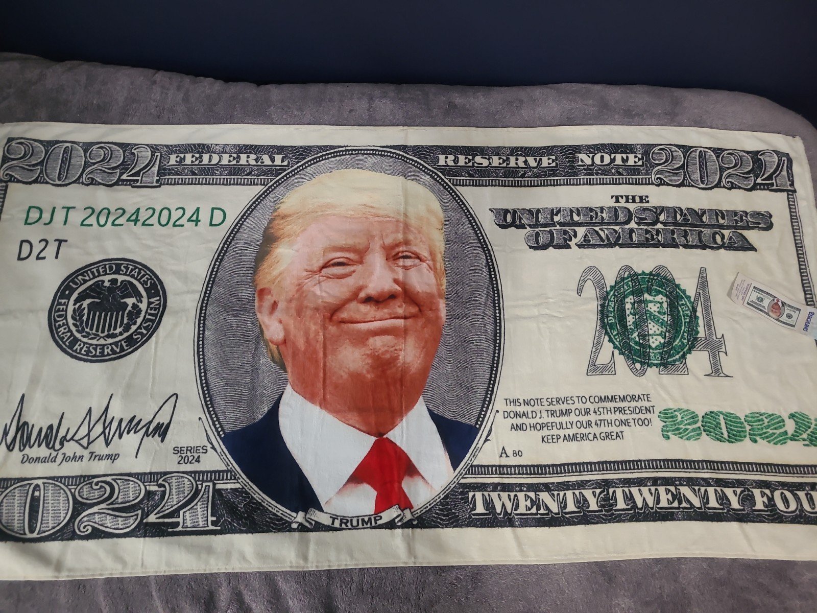 Donald Trump 2024 Dollar Cotton 60 In. x 30 In. Beach Towel