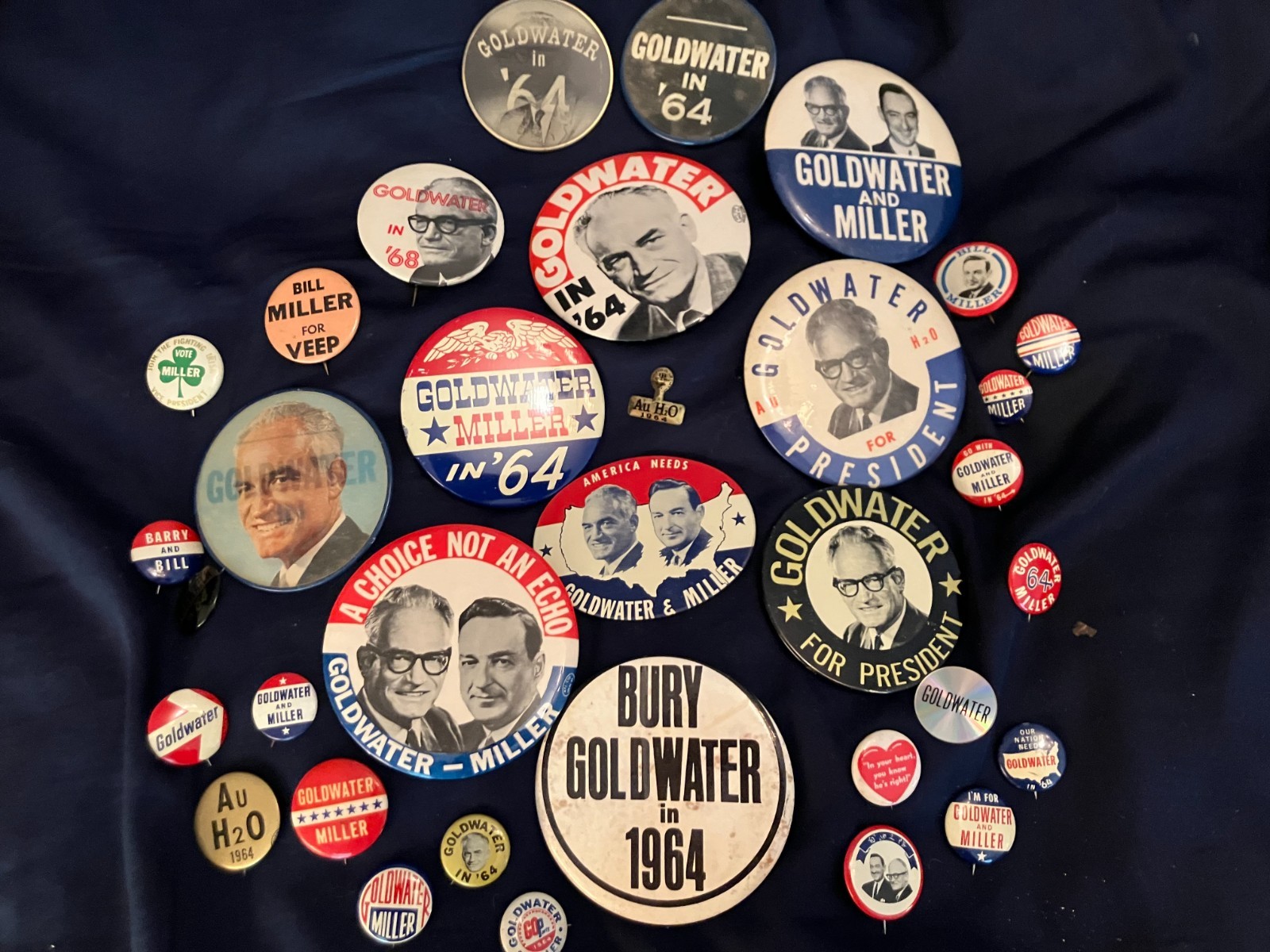 BONANZA VARIETY of “GOLDWATER FOR PRESIDENT in 1964” CAMPAIGN BUTTONS AND PINS