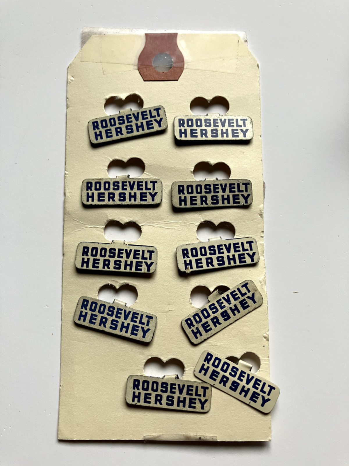 1940s Political Lapel Tabs FDR 4 Pres 3rd Term Hershey4Gov IL Sheet of 10 Tabs