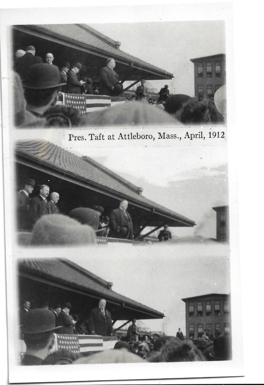 April 1912 WH Taft Prez Campaign Postcard at Attleboro Massachusetts 4 Primary