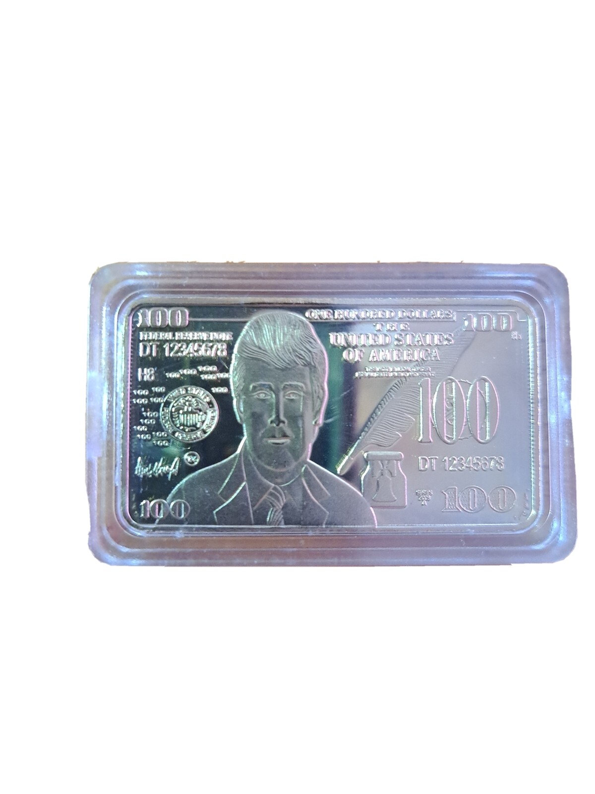 Gold Bullion $100 Dollar Bill Bar President Trump 24kt gold plated buillion