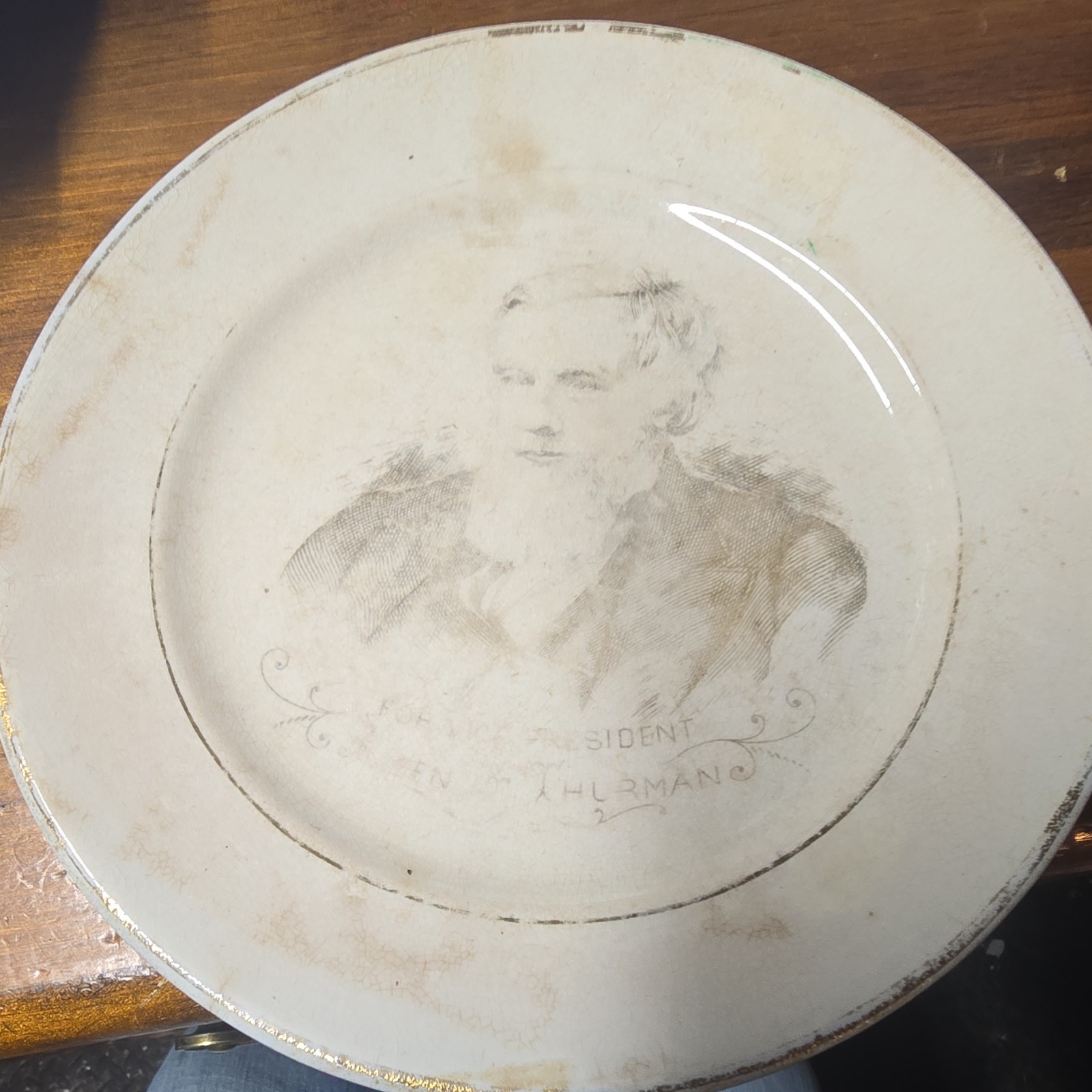 Ironstone China Plate Thurman For Vice President US Political Commemorative