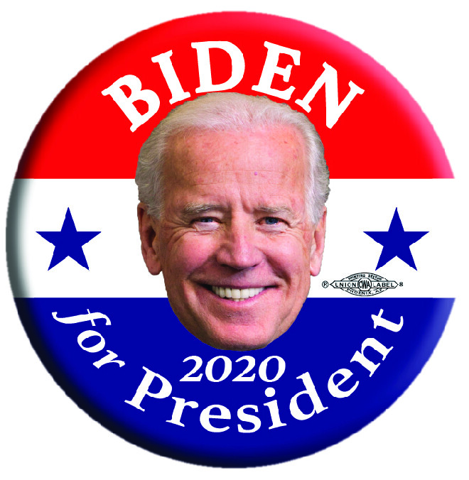 2020 JOE BIDEN FOR PRESIDENT CAMPAIGN BUTTON 3″ UNION PRINTED, jbst