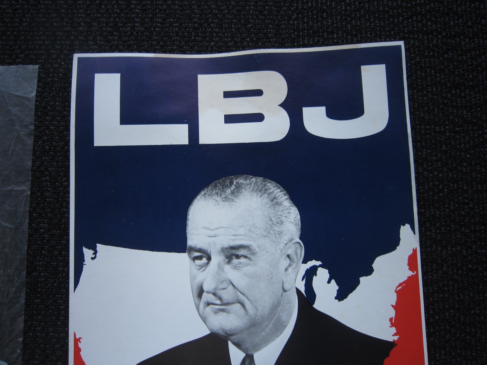 1964 LBJ For President plastic and cardboard banners