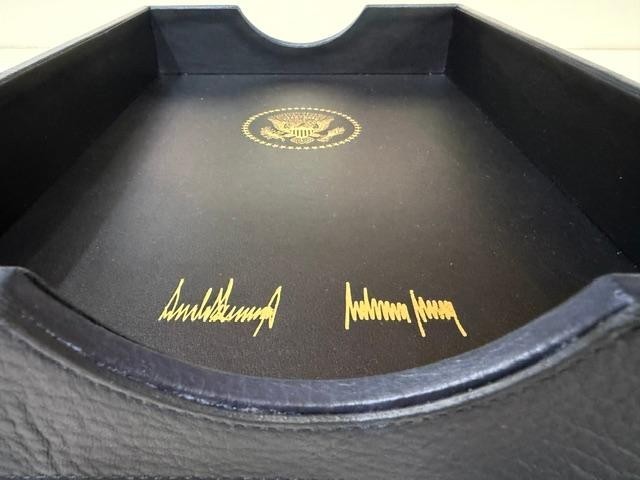 Donald J. Trump Signed Letter Box in Navy Blue Leather with Presidential Seal