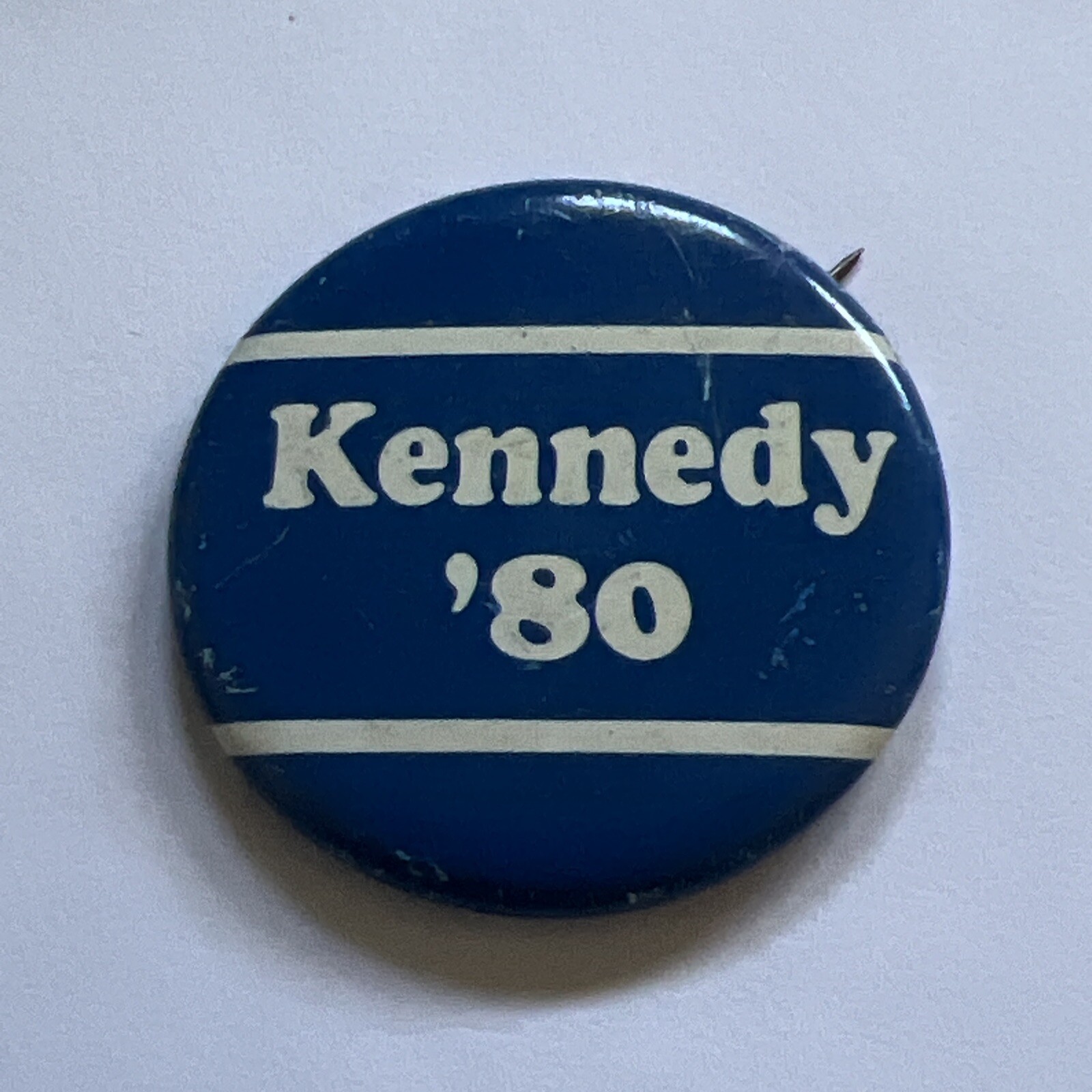 Kennedy 80 1980’s Political Pin back Hat Pin Button 1 3/8”