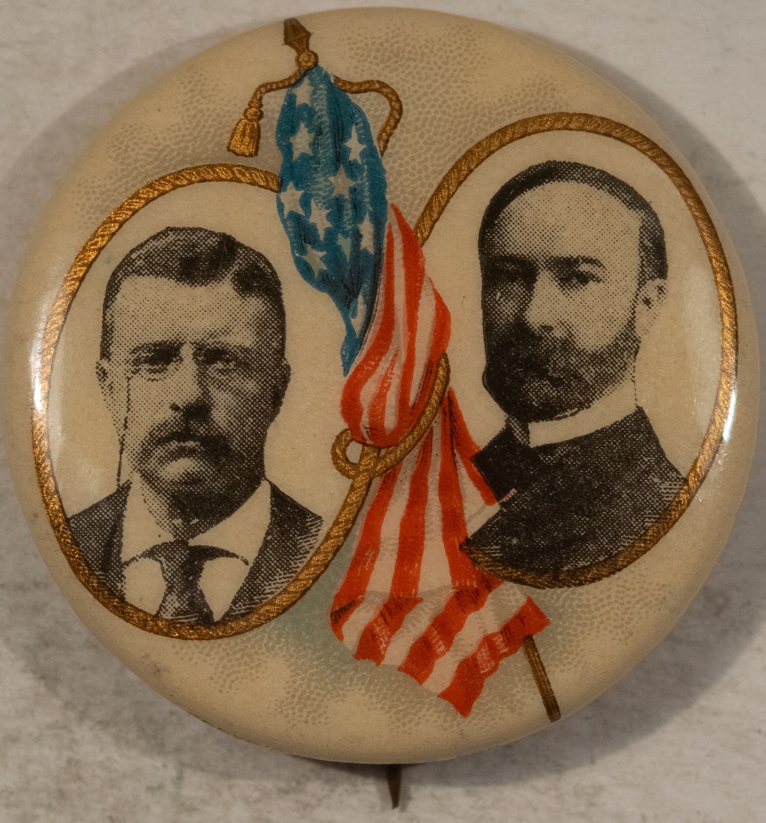 1904 ROOSEVELT-FAIRBANKS 1 1/4″ CELLULOID JUGATE CAMPAIGN BUTTON-GRAPHIC & MINT!