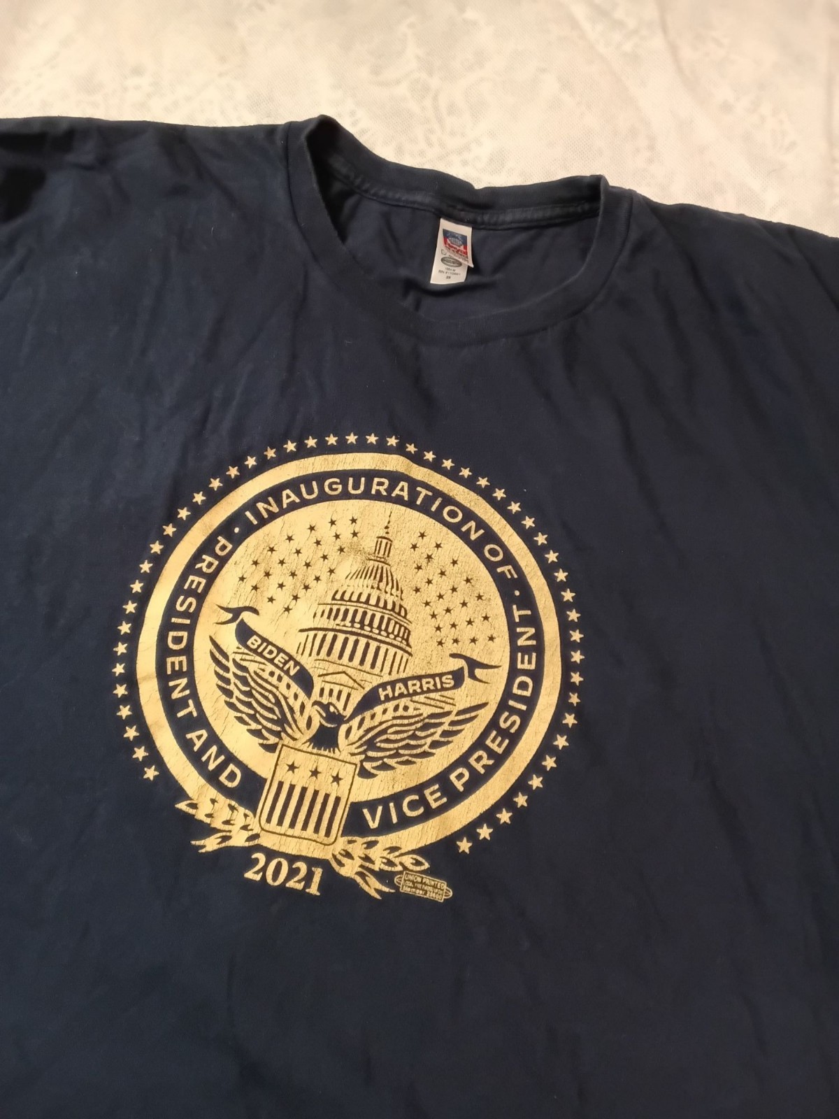 Joe Biden Harris Presidential Inauguration 2021 Union Printed 2X Navy T Shirt