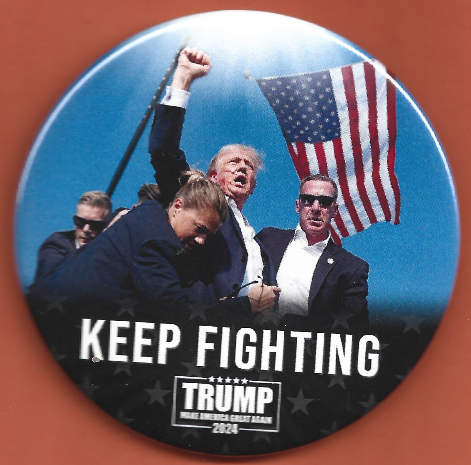 2024 Donald J Trump – 3″/ “Keep Fighting” Presidential Campaign Button(Pin32L)