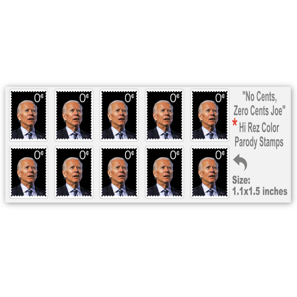 Joe Biden Stamps “Zero Cent” Stickers “No Cents” FJB LGB Lets Go Brandon Parody